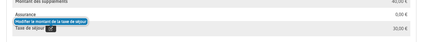 Capture d'écran bouton modifier la taxe de séjour.