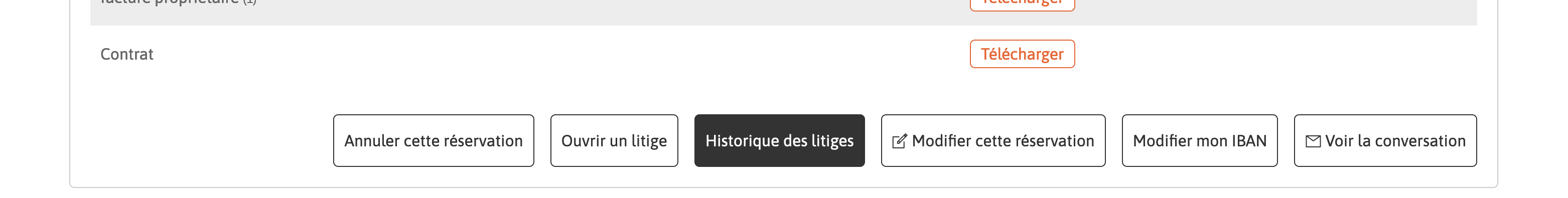 Bouton pour accèder à l'historique des litiges'.