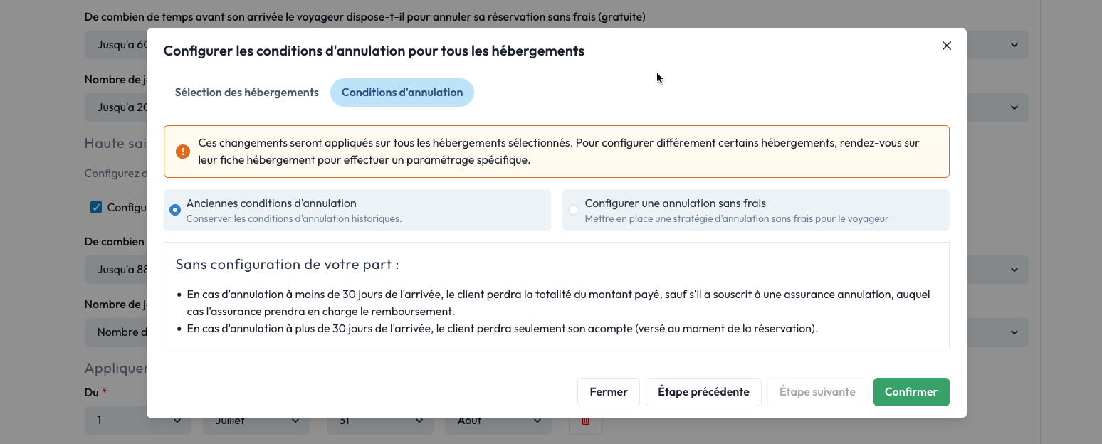 Formulaire configurer plusieurs hébergements.