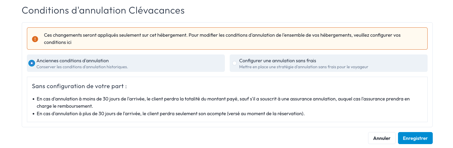 Formulaire des conditions sans personnalisation.