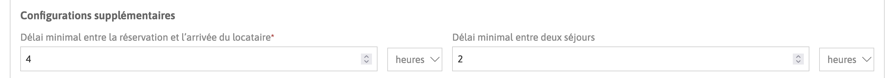 Formulaire configurations supplémentaires.