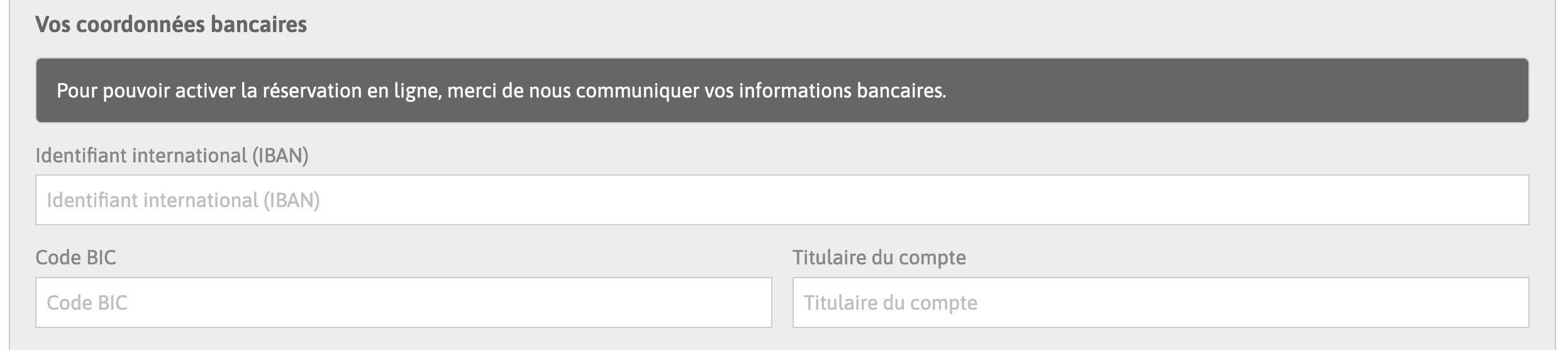 Formulaire Coordonnées bancaires.