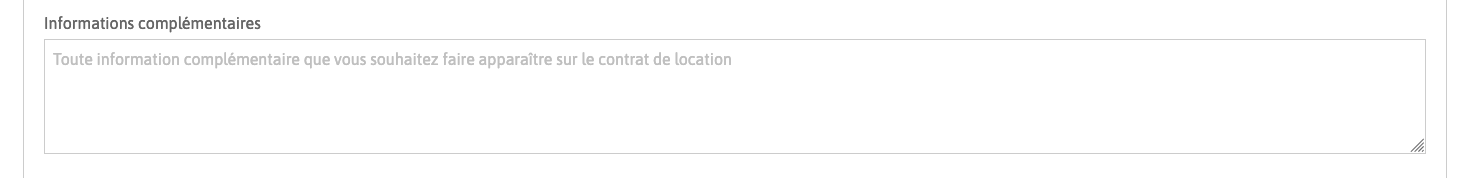 Formulaire informations complémentaires.