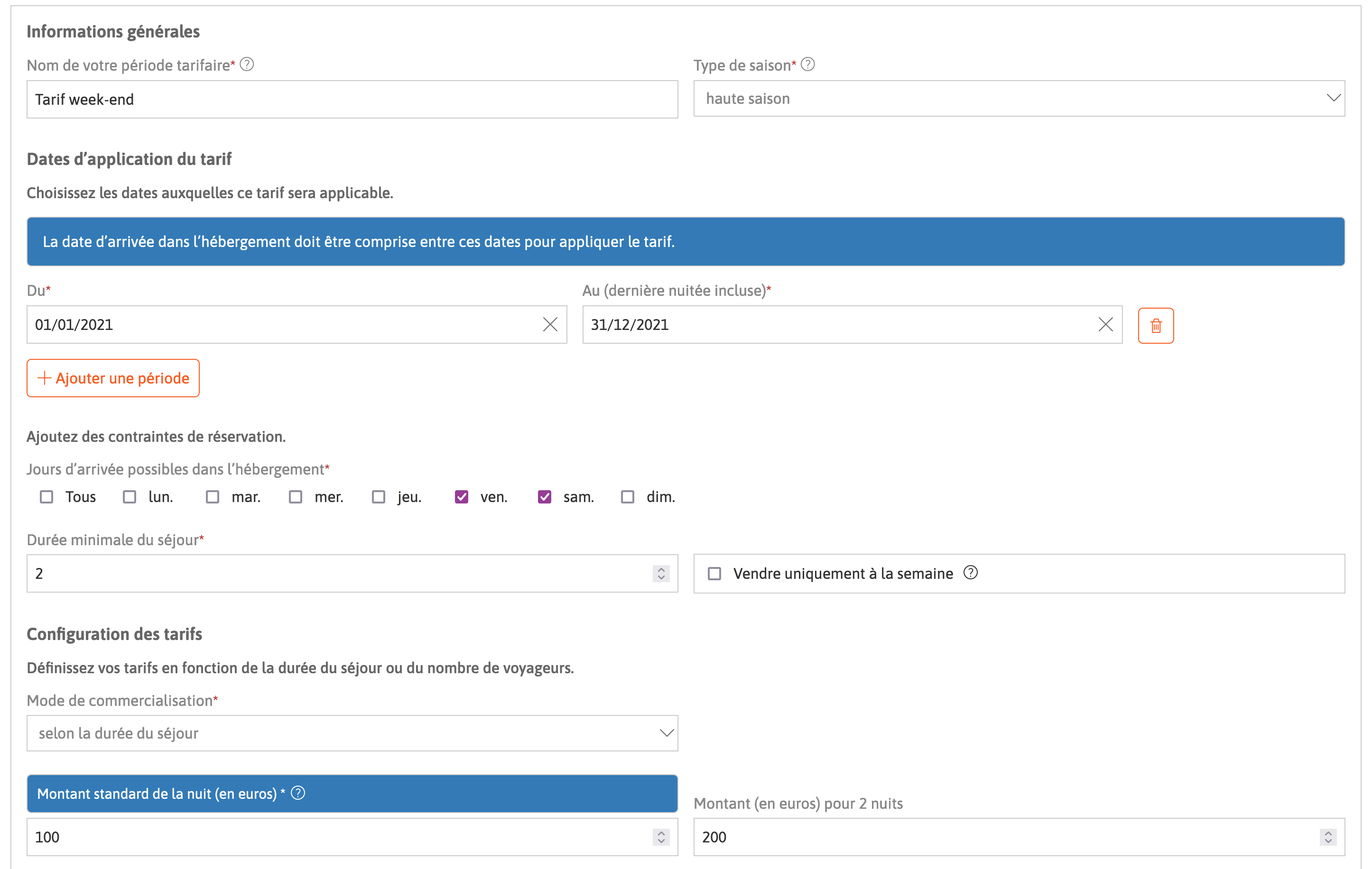 Formulaire exemple 3 tarif weekend.