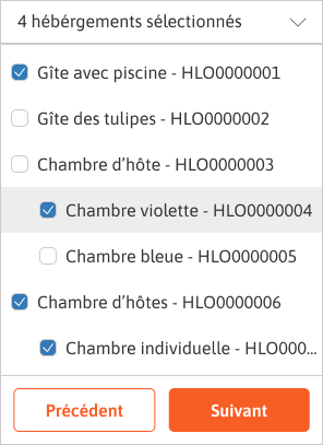Demo choix des hébergements à afficher dans le sélecteur multiple.