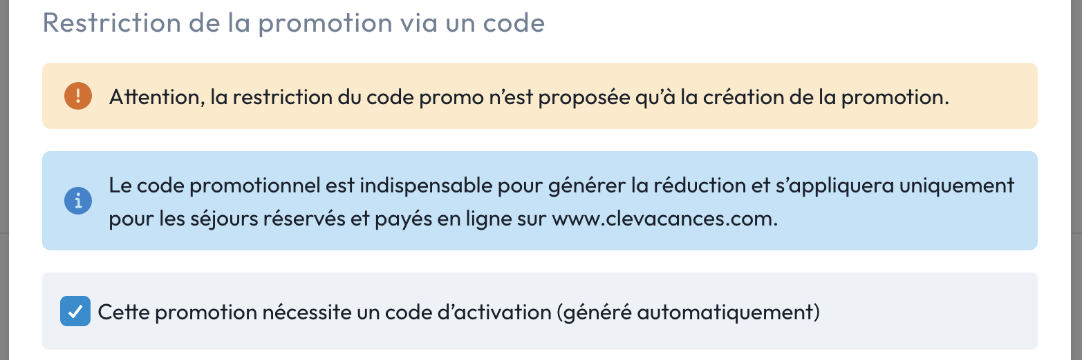 Contraintes des promotions.