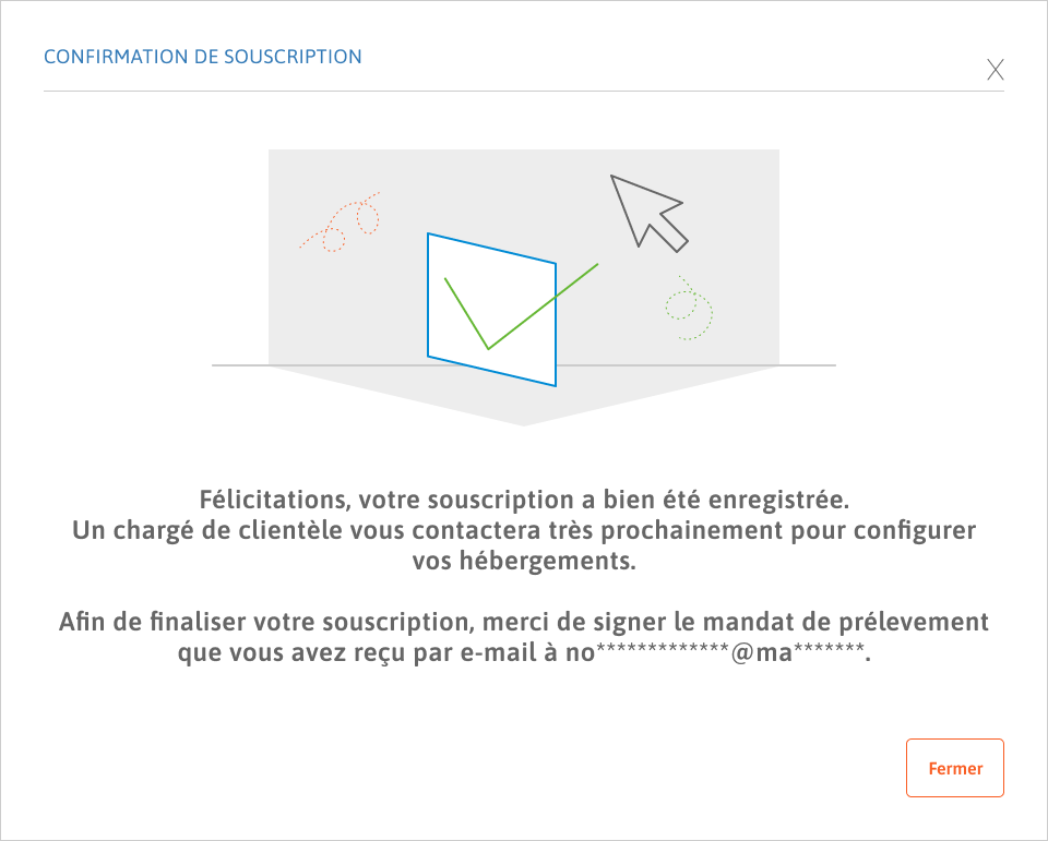 Modale de confirmation d'abonnement à une formule.