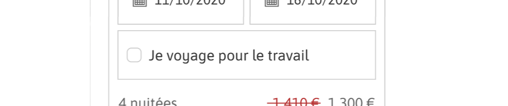 Capture d'écran Aside case à cocher pour un voyage professionnel.