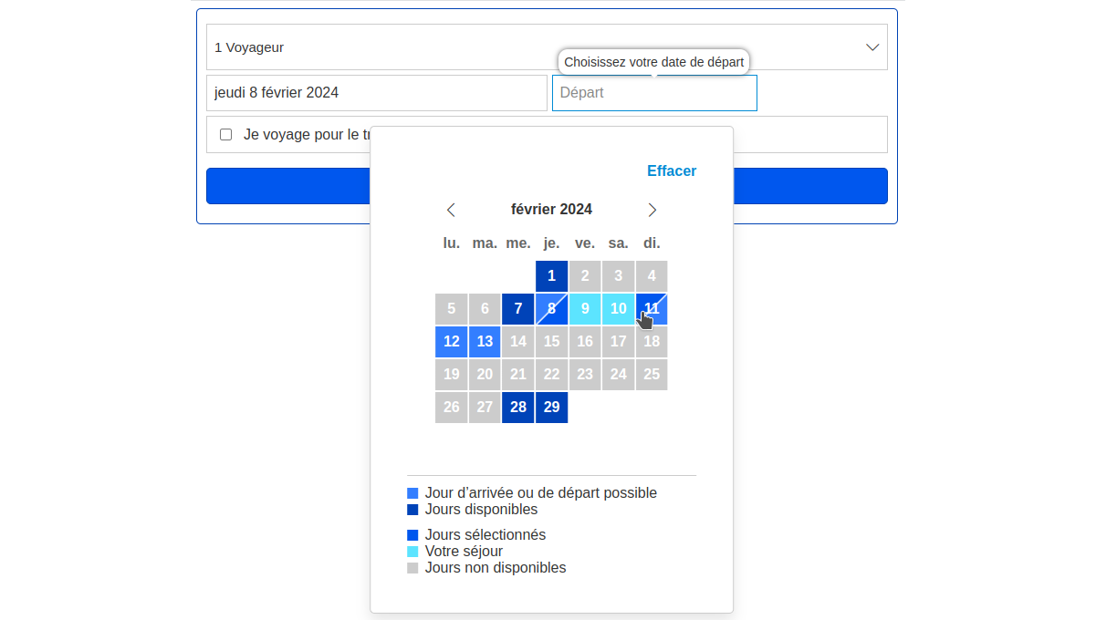 Exemple d'autres couleurs sur le calendrier.